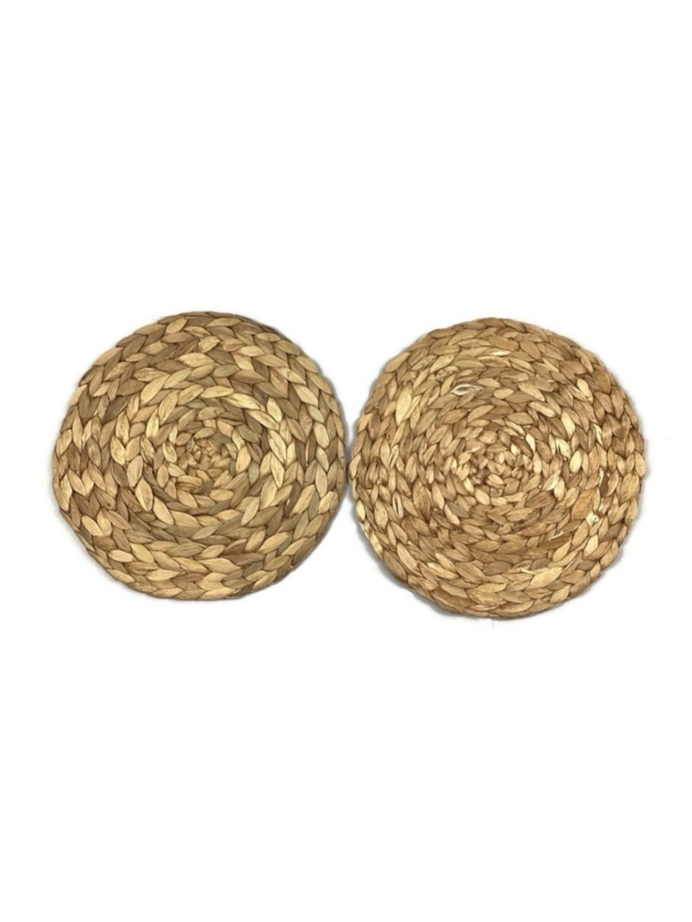 Rustic Round Natural Water Hyacinth Weave 12” Placemats Tablemats Set of 2